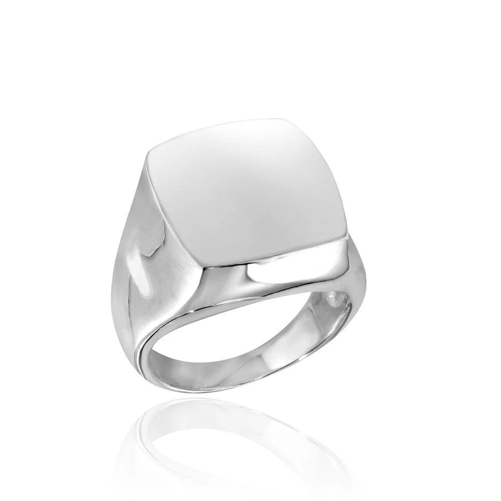 925 Sterling Silver High Polished Square Dome Ring