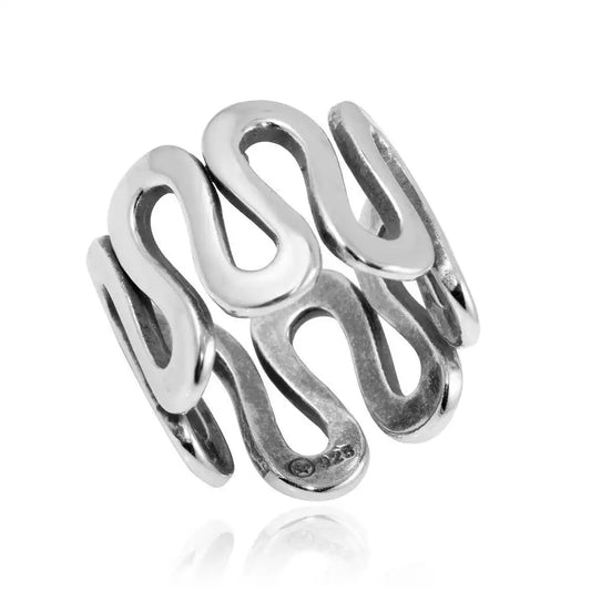 925 Sterling Silver High Polished Wavy Eternity Ring