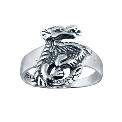 925 Sterling Silver High Polished Dragon Design Ring