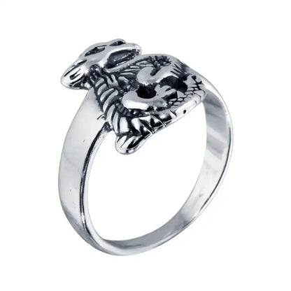 925 Sterling Silver High Polished Dragon Design Ring