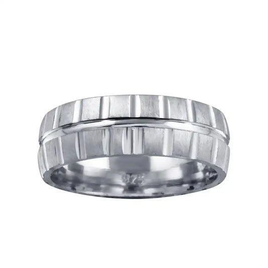 925 Sterling Silve Rhodium Plated Matte Finish Ring