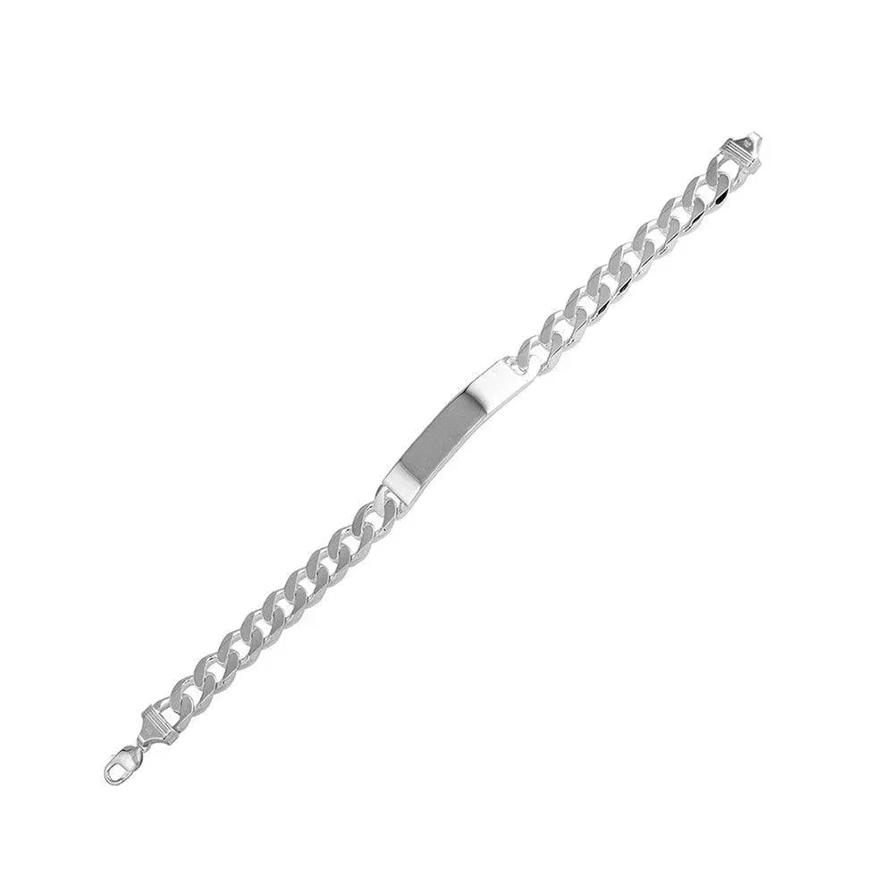 925 Sterling Silver Engravable Super Flat Curb ID Bracelet