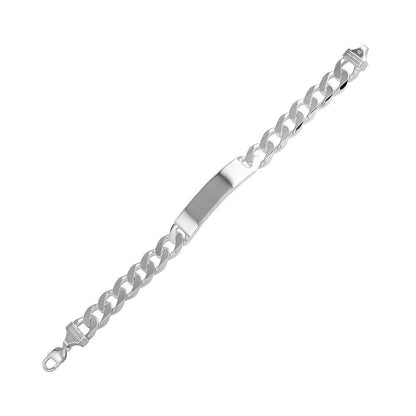 925 Sterling Silver Engravable Super Flat Curb ID Bracelet
