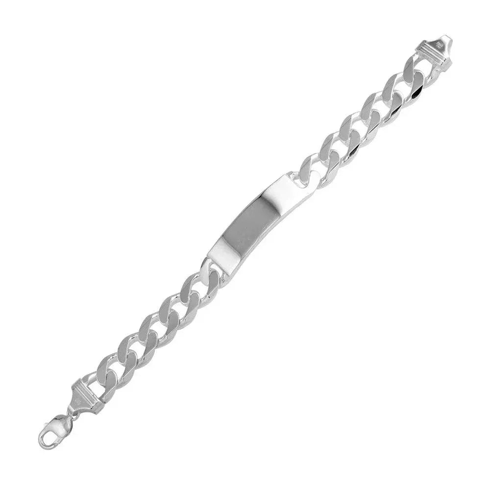 925 Sterling Silver Engravable Super Flat Curb ID Bracelet