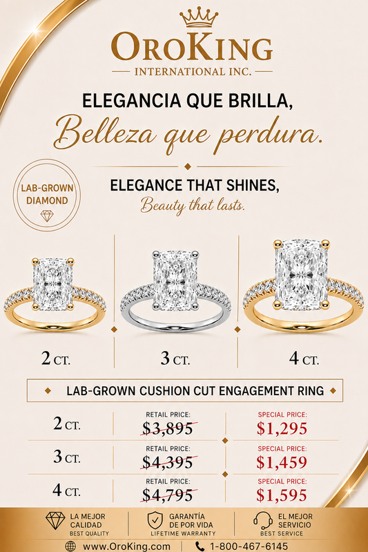 Women's 14K Gold Certified Lab-Grown Diamond Cushion Cut Hidden Halo Ring with Diamond Band