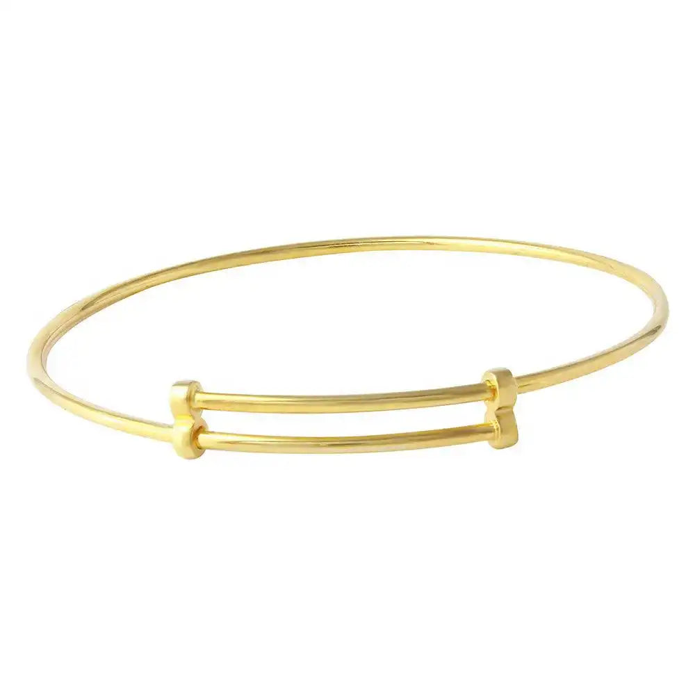 925 Sterling Silver Gold Plated Adjustable Bangle Bracelet