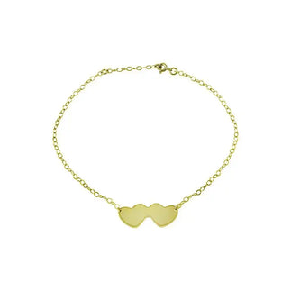 925 Sterling Silver Gold Plated Double Heart Anklets