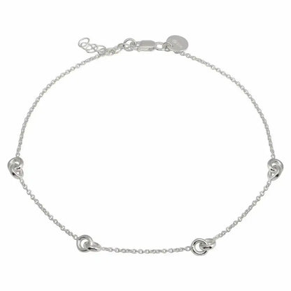 925 Sterling Silver Rhodium Plated Knotted Anklets