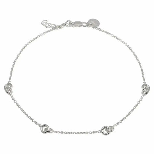 925 Sterling Silver Rhodium Plated Knotted Anklets