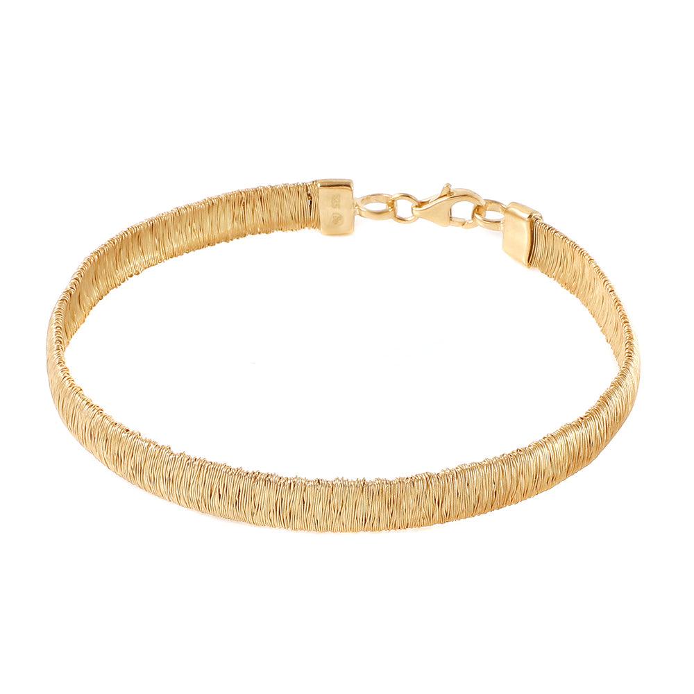 925 Silver Gold Plated Wheat Thin Italian Bracelet