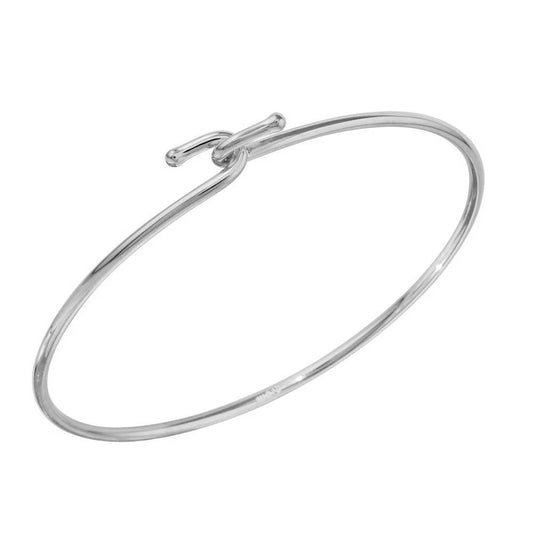 925 Sterling Silver Rhodium Plated Hook Bangle
