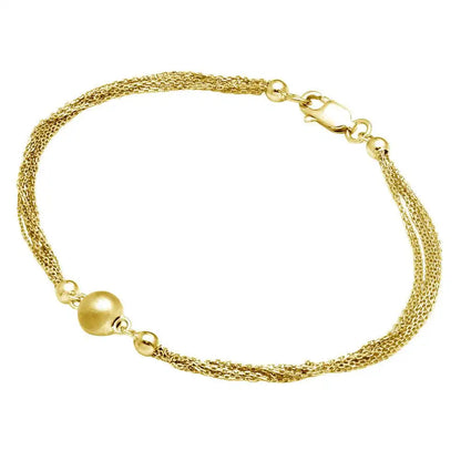 925 Sterling Silver Gold Plated Multi Stand Beaded Bracelet