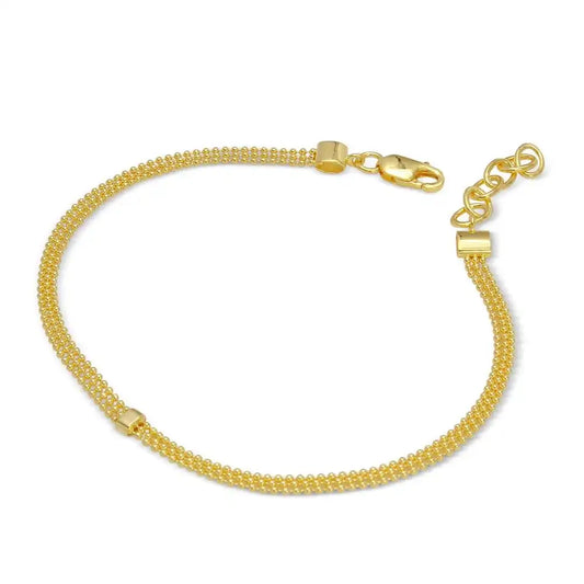 925 Sterling Silver Gold Plated Connecting Trio Bead Bracelet