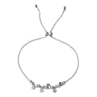 925 Sterling Silver Rhodium Plated Circe Hoop with Dangling Confetti Lariat Bracelet