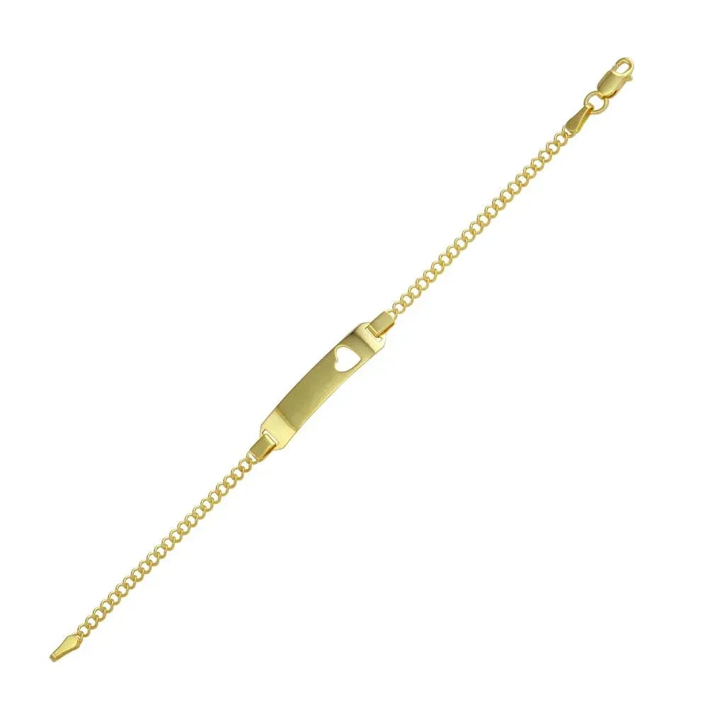 925 Sterling Silver Gold Plated Open Heart Cut Out Baby ID Bracelet