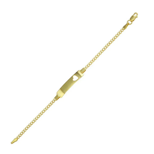 925 Sterling Silver Gold Plated Open Heart Cut Out Baby ID Bracelet
