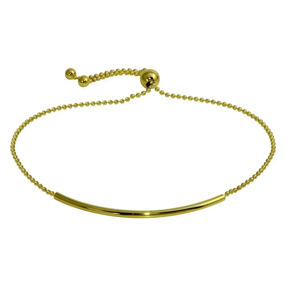 925 Sterling Silver Gold Plated Tube Bead Bracelet