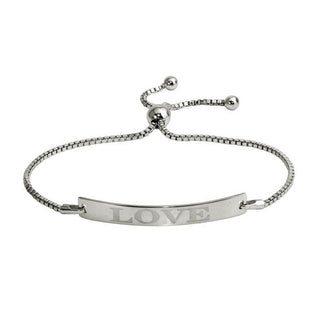 925 Sterling Silver Rhodium Plated Love Bar Lariat Bracelet