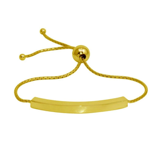 925 Sterling Silver Gold Plated Lariat Bar Bracelet