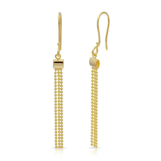 925 Sterling Silver Gold Plated Dangling Tassel Earrings