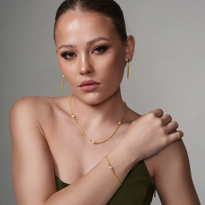 925 Sterling Silver Gold Plated Multi Stand Beaded Bracelet