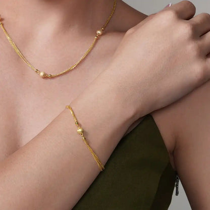 925 Sterling Silver Gold Plated Multi Stand Beaded Bracelet