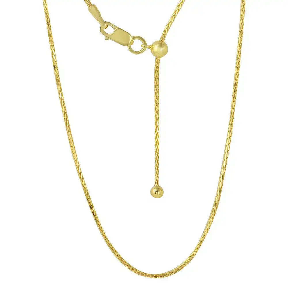 925 Sterling Silver Gold Plated Adjustable Franco Chain with Bead
