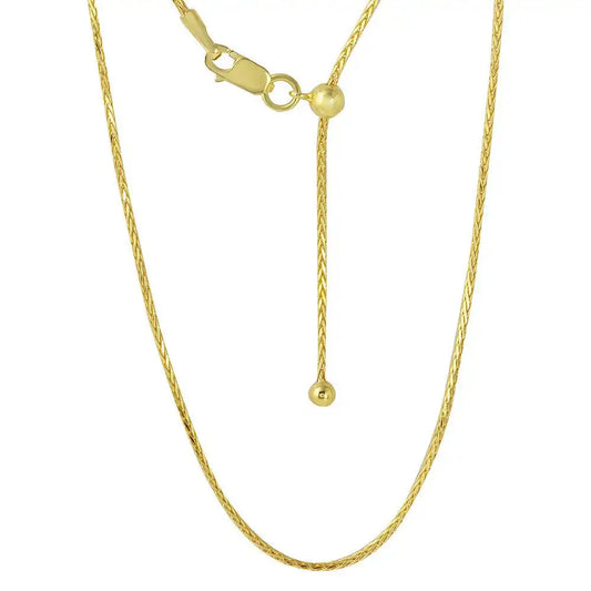 925 Sterling Silver Gold Plated Adjustable Franco Chain with Bead