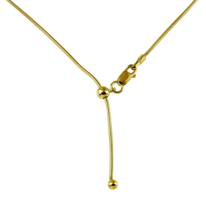 925 Sterling Silver Gold Plated Round Snake Slider Adjustable Chain Necklace