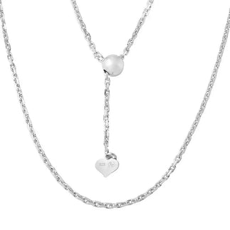 925 Sterling Silver Rhodium Plated Adjustable Diamond Cut Anchor Slider Chain