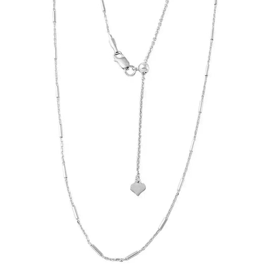 925 Sterling Silver Rhodium Plated Adjustable Bar Slider Chain