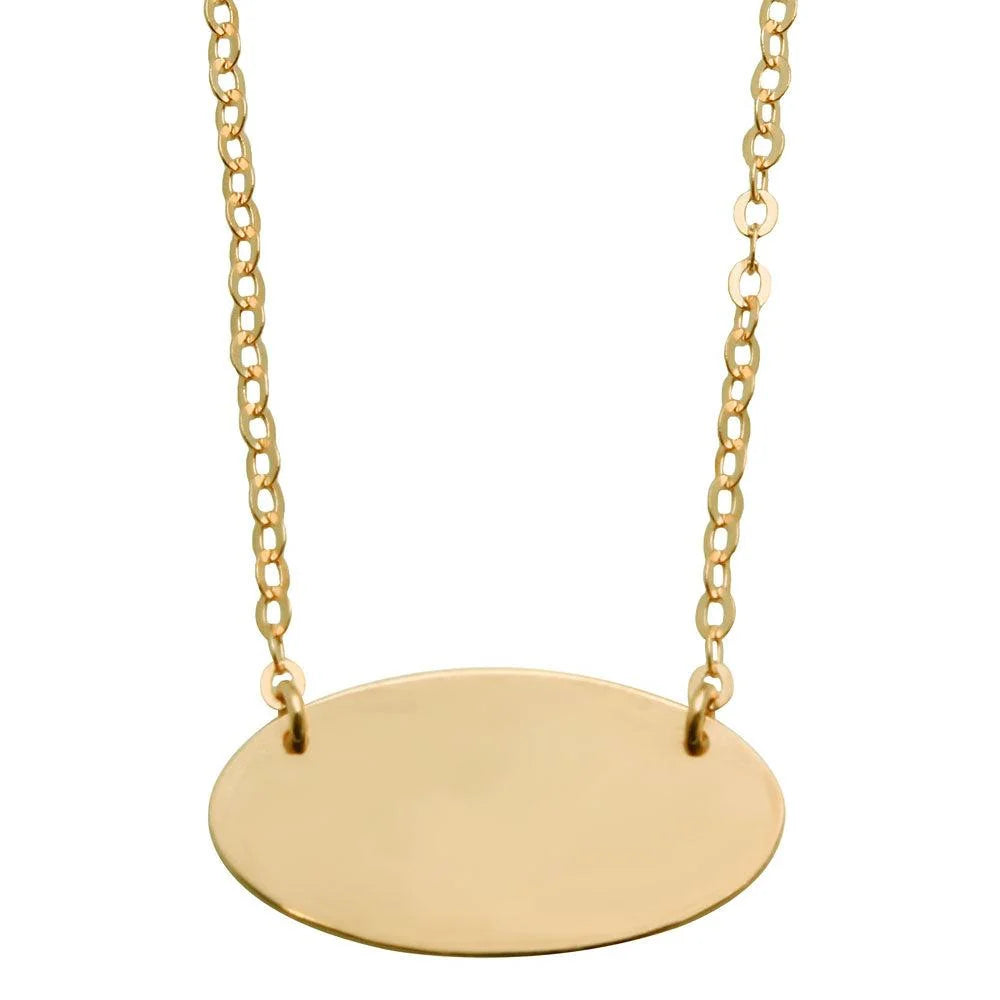 925 Sterling Silver Gold Plated Medium Oval Disc Necklace