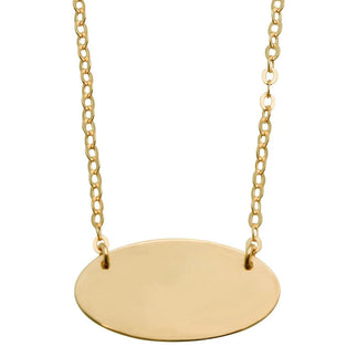 925 Sterling Silver Gold Plated Medium Oval Disc Necklace