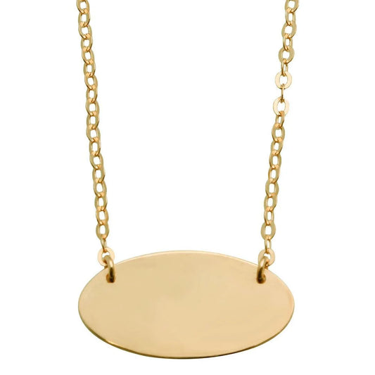 925 Sterling Silver Gold Plated Medium Oval Disc Necklace