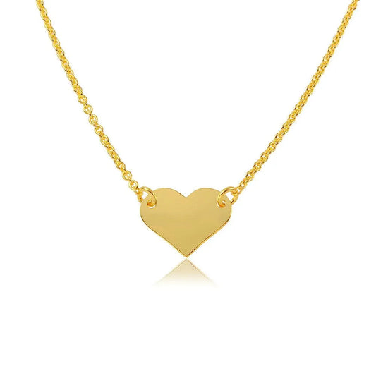 925 Sterling Silver Gold Plated High Polished Heart Necklace