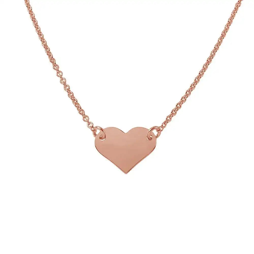 925 Sterling Silver Rose Gold Plated High Polished Heart Necklace