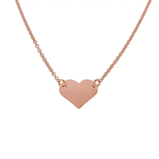 925 Sterling Silver Rose Gold Plated High Polished Heart Necklace