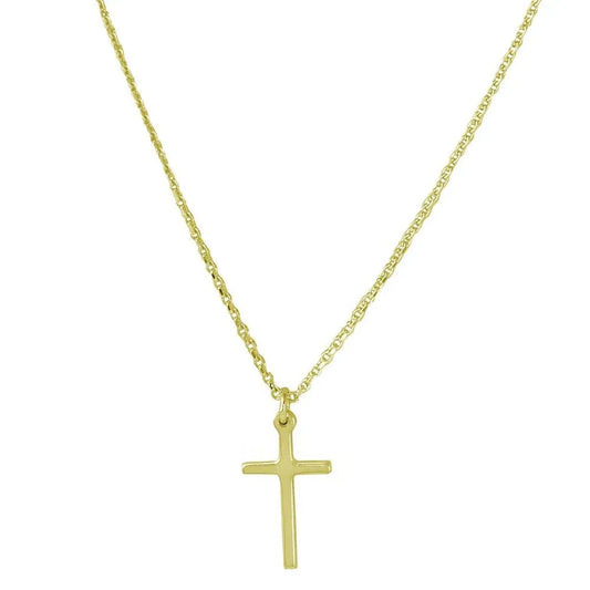 925 Sterling Silver Gold Plated  Cross Pendant with Chain
