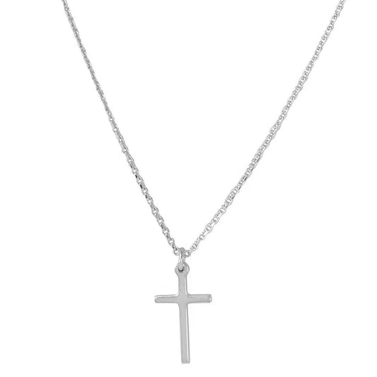 925 Sterling Silver Rhodium Plated Cross Pendant with Chain