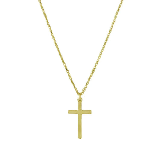925 Sterling Silver Gold Plated Cross Pendant with Chain
