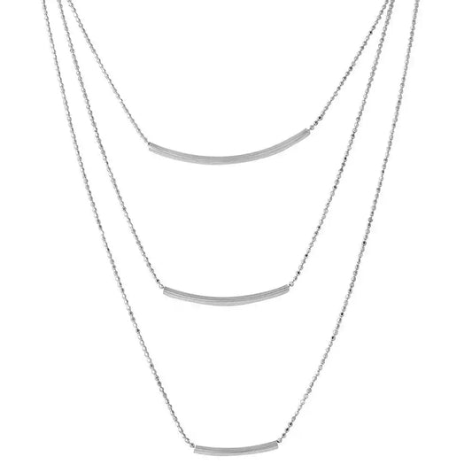 925 Sterling Silver Rhodium Plated 3 Bar Necklace
