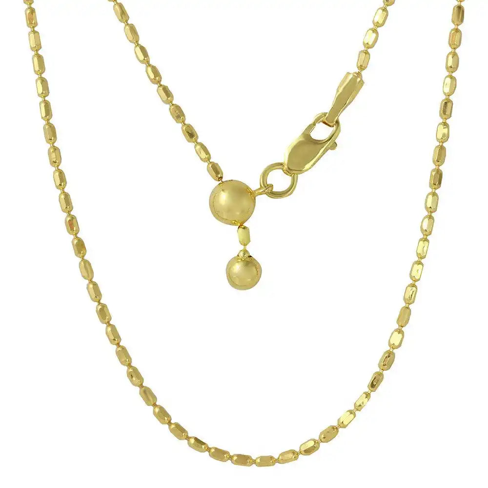 925 Sterling Silver Gold Plated Adjustable Oval Bead Slider Chain