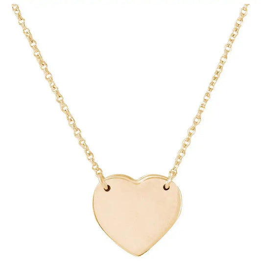 925 Sterling Silver Gold Plated High Polished Heart Necklace