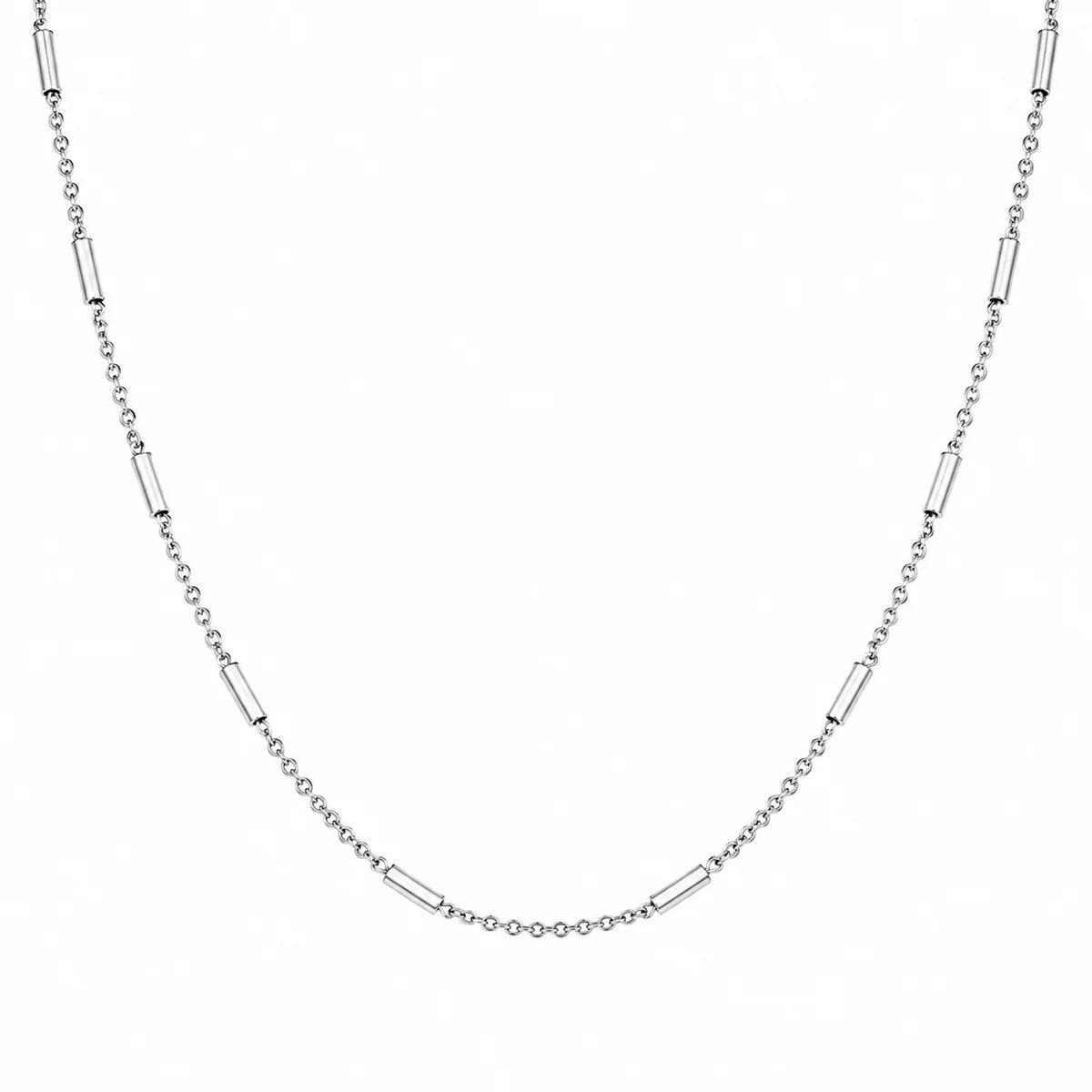 925 Sterling Silver Rhodium Plated Cross Slider Tube Chain with Cross Dangle Necklace