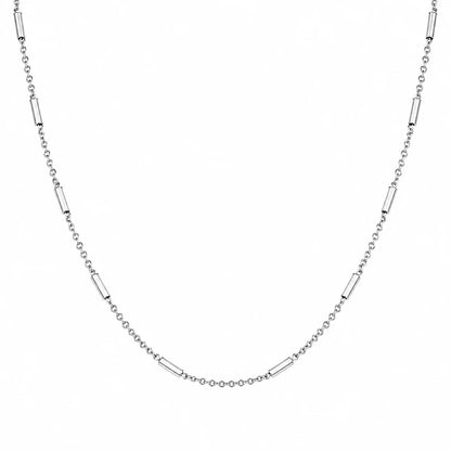 925 Sterling Silver Rhodium Plated Cross Slider Tube Chain with Cross Dangle Necklace