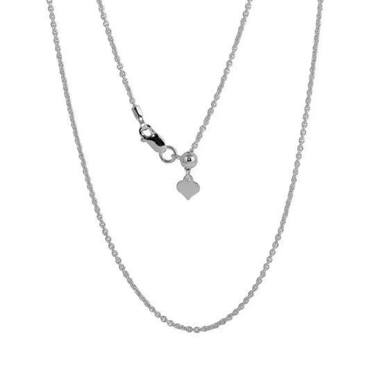 925 Sterling Silver Rhodium Plated Adjustable Link Slider Chain with Hanging Heart