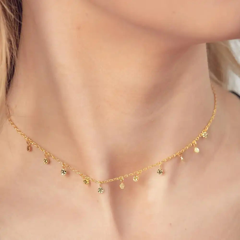 925 Sterling Silver Gold Plated Confetti Choker Necklace