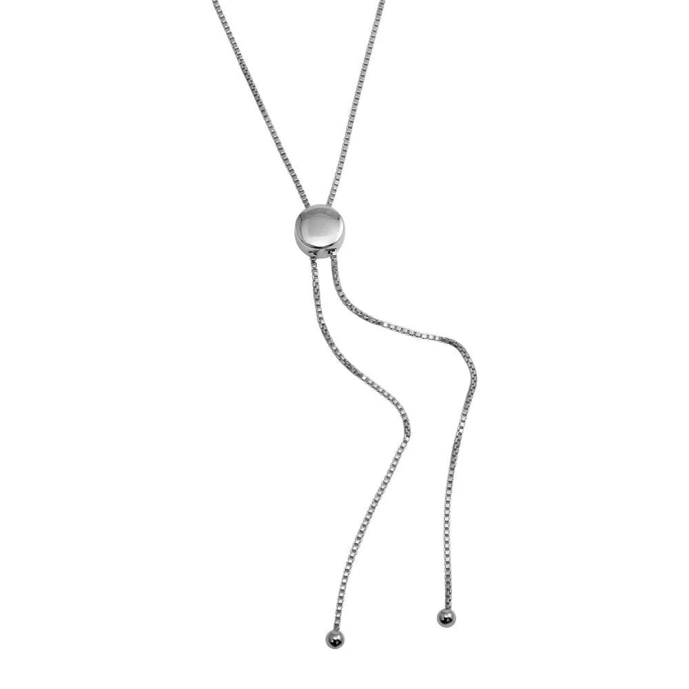 925 Sterling Silver Rhodium Plated Adjustable Box Slider Chain