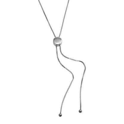 925 Sterling Silver Rhodium Plated Adjustable Box Slider Chain