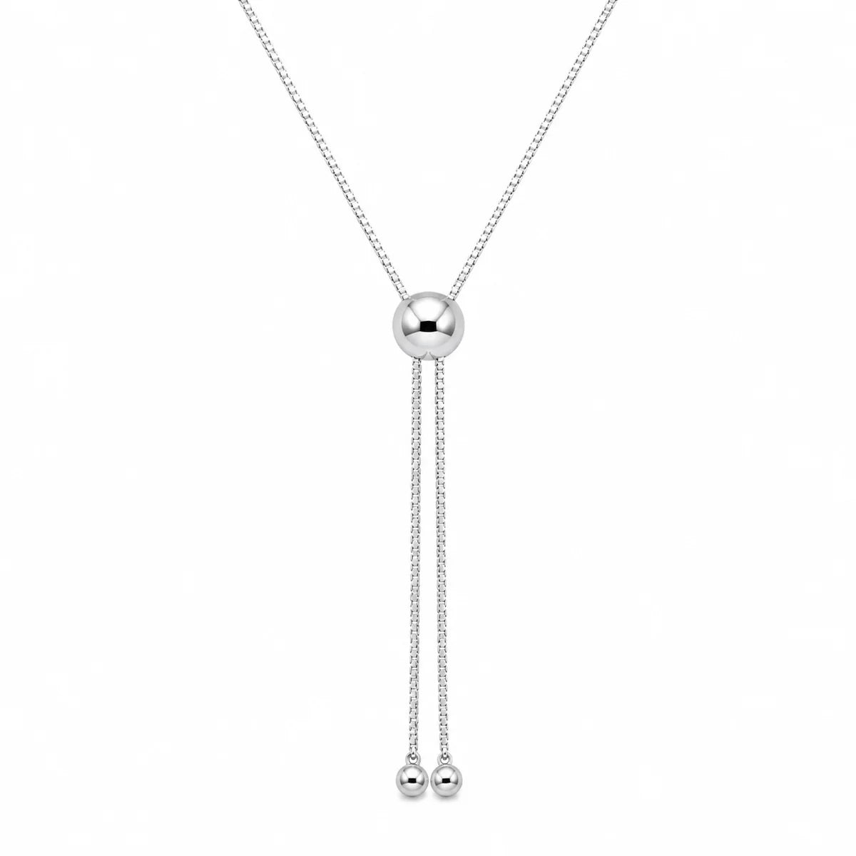 925 Sterling Silver Rhodium Plated Adjustable Box Slider Chain